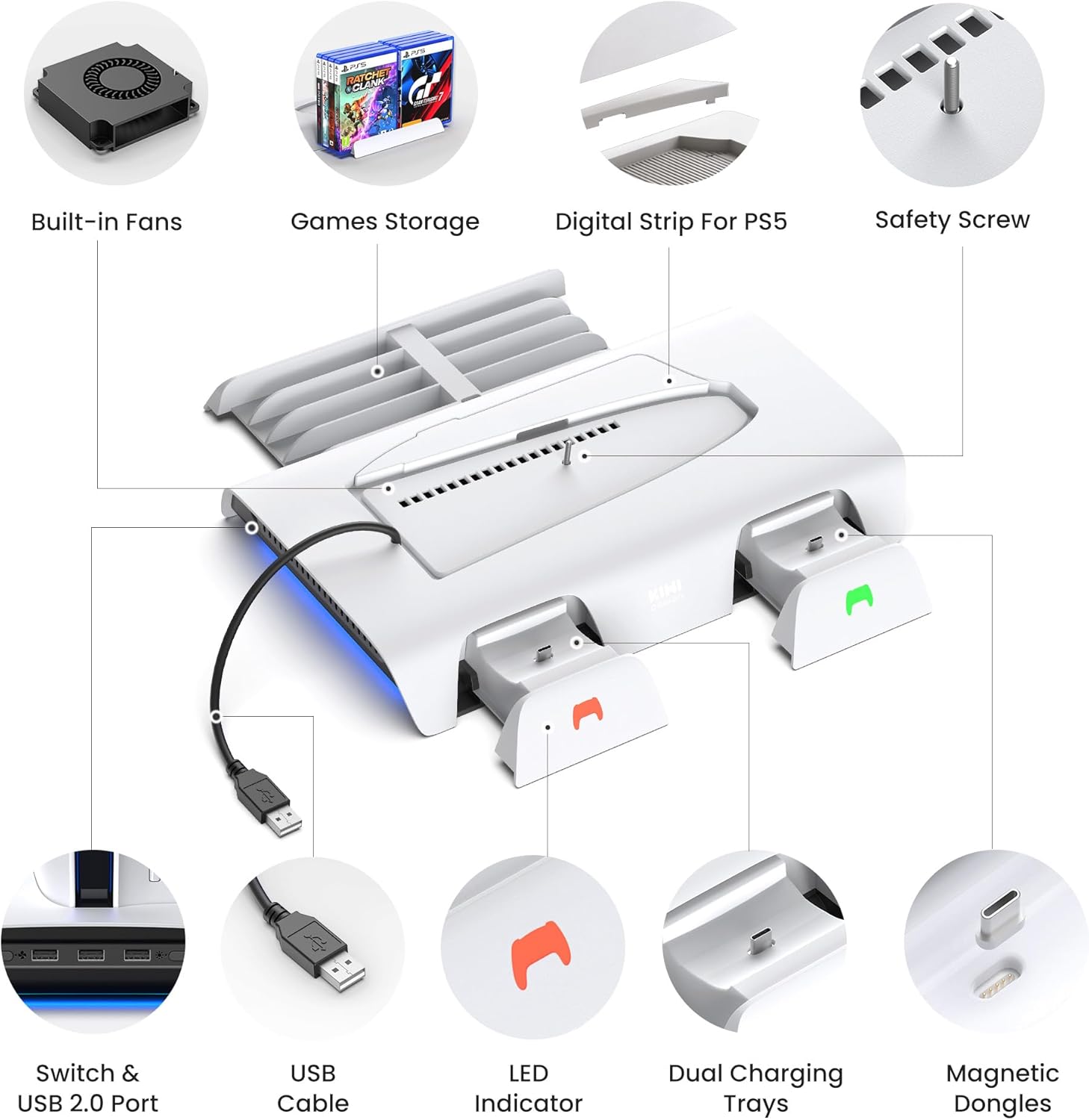 PS5 Slim用 D3 RGB冷却・充電ステーション | KIWI design